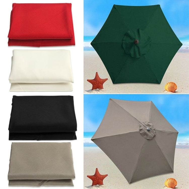 Round parasol replacement covers in red, black, cream, and gray, folded