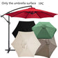 Round parasol replacement cloth shown on umbrella tops in red, black, green, and beige