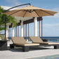 Round parasol replacement cover on a tan umbrella canopy
