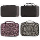 Apple Watch storage bag with long strap in black, gray, and leopard patterns, shown folded