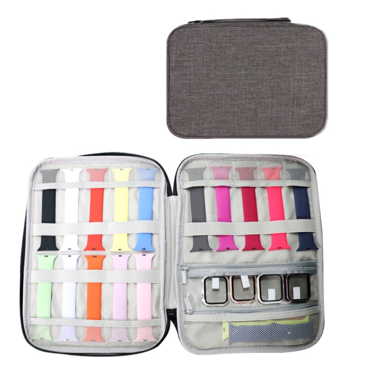 Apple Watch storage bag with long strap, gray, closed case with top handle