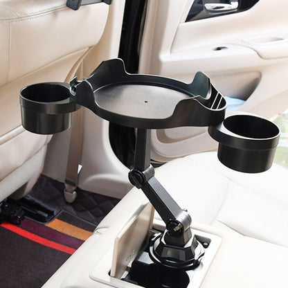 Car cup-and-phone holder with two drink slots and swivel mount on the console