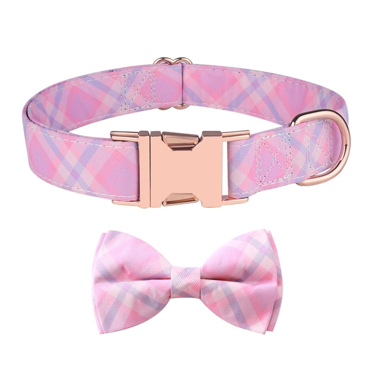 Rose Gold Buckle Pet Detachable Bow Collar, Size:, S 1.5x28-40cm, M 2.0x33-50cm, L 2.5x38-60cm, XL 2.5x43-70cm