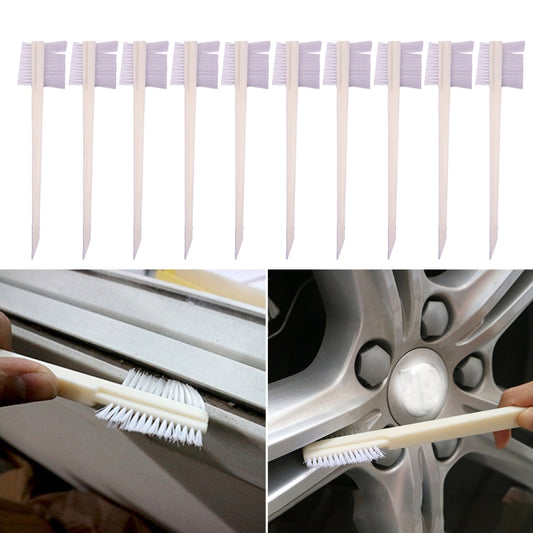White double-sided groove car engine brushes set with stiff bristles, 10-count
