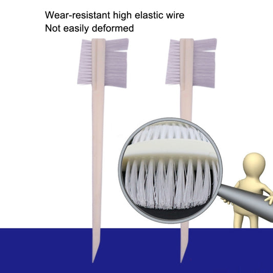 White double-sided groove cleaning brushes with stiff bristles for detailed cleaning