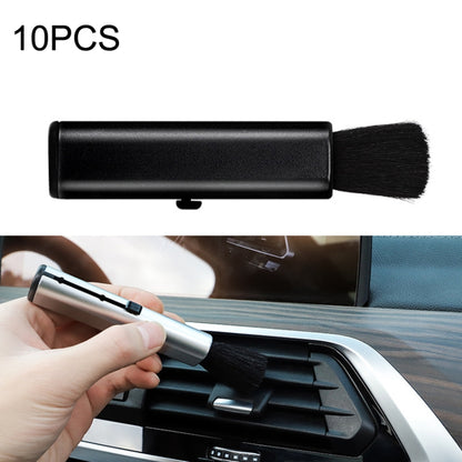 Car air vent telescopic cleaning brush set, black soft bristle head and handle