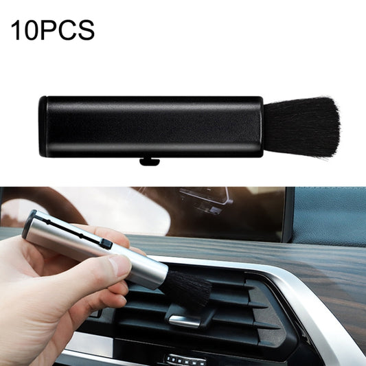 Car air vent telescopic cleaning brush set, black soft bristle head and handle