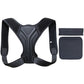 Black posture correction belt with removable dark gray shoulder pads and back support panel