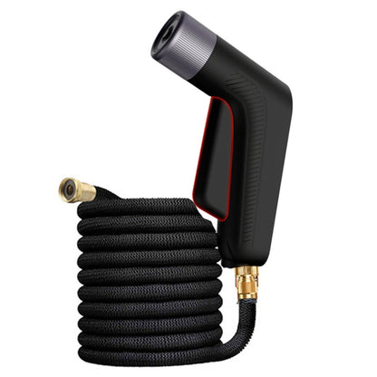 High-pressure car washer sprinkler nozzle with coiled black hose and brass connector