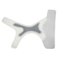 Open-heel ankle support strap components, gray and white with central stabilizer