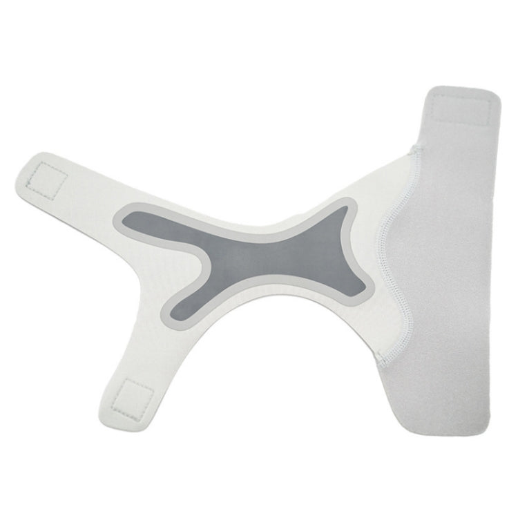 Open-heel ankle support strap components, gray and white with central stabilizer