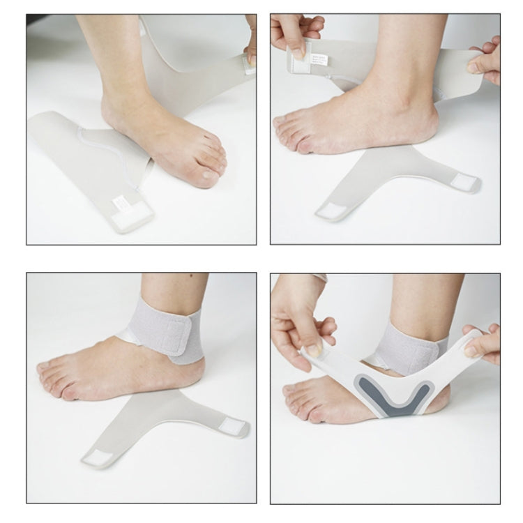 Compression ankle fixation strap on foot with adjustable hook-and-loop bands