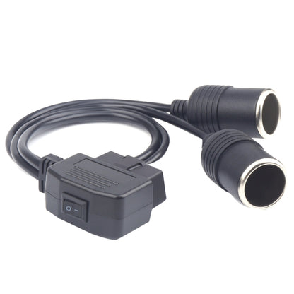 Car OBD power cord with inline switch and dual cigarette lighter outlets