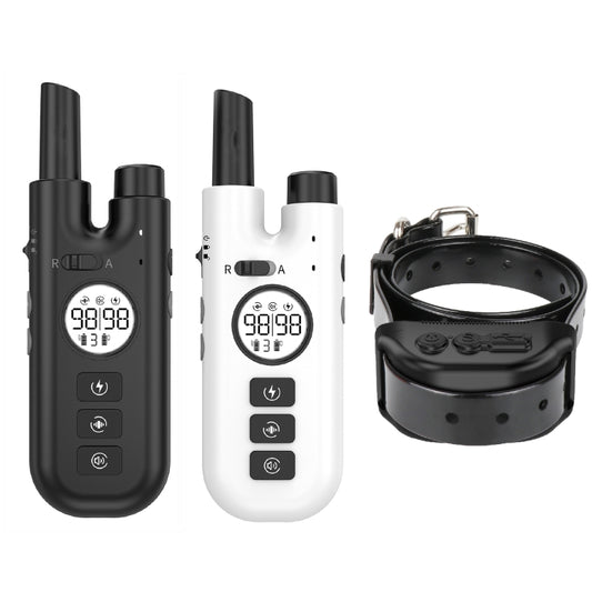 Intelligent Remote Control Dog Trainer Automatic Barking Stop Collar, Collar Black, Collar White