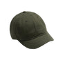 Army green baseball cap with short curved brim and top button eyelets
