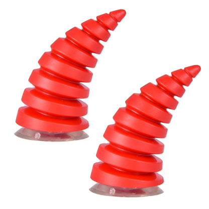 Set of two red spiral suction helmet horn decorations
