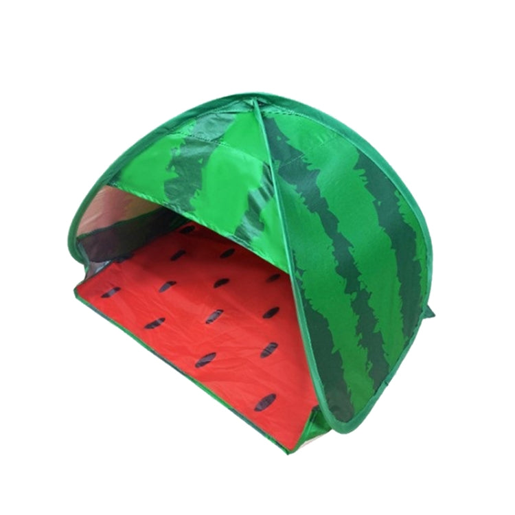 Watermelon patterned pop-up sunshade tent with open arched entrance and support pole