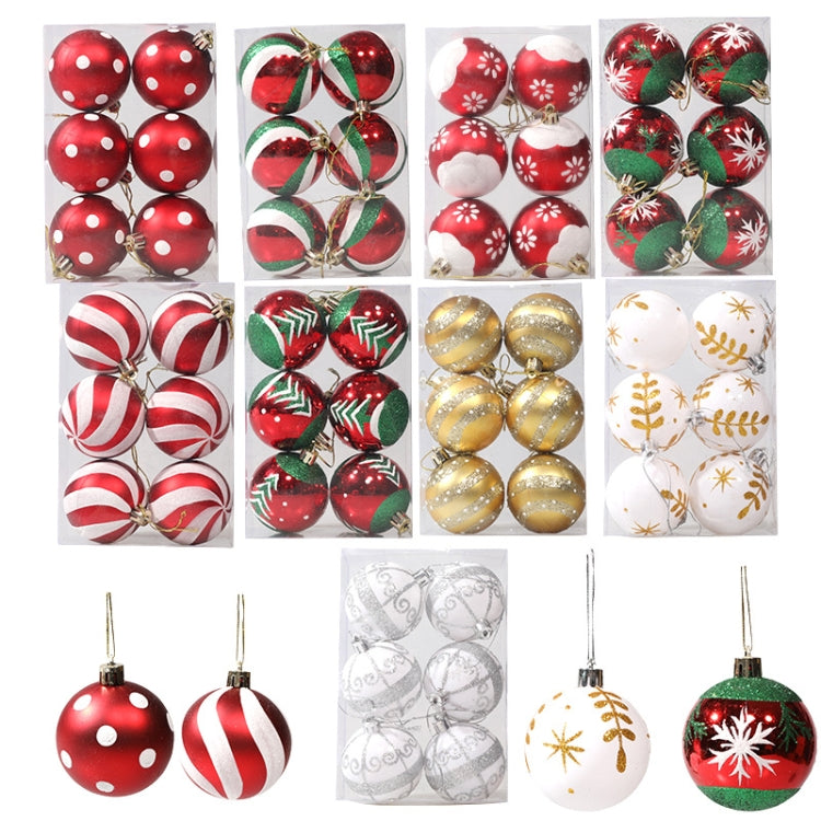 6cm painted Christmas ball decoration props, assorted red green and white designs