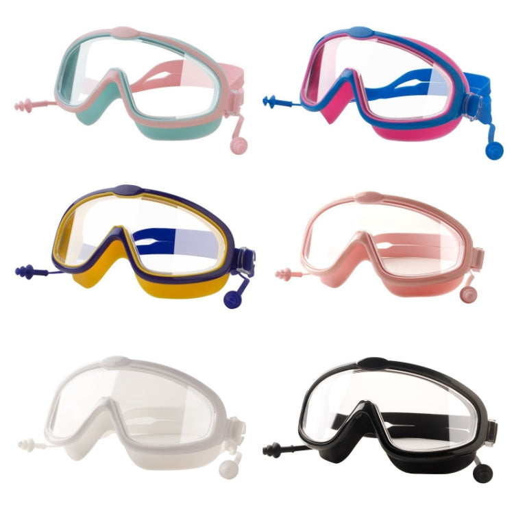 Set of children swimming goggles in mixed colors with anti-fog lenses and earplugs