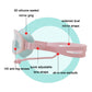 Pink kids swimming goggles with anti-fog lenses, adjustable strap, and earbud-style plugs