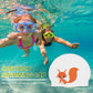 White silicone swimming cap with orange fox cartoon print