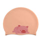 Peach silicone swimming cap with pink pig cartoon print