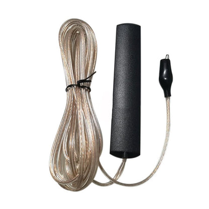 Radio boost antenna set with black foam cylinder and long silver copper wire lead