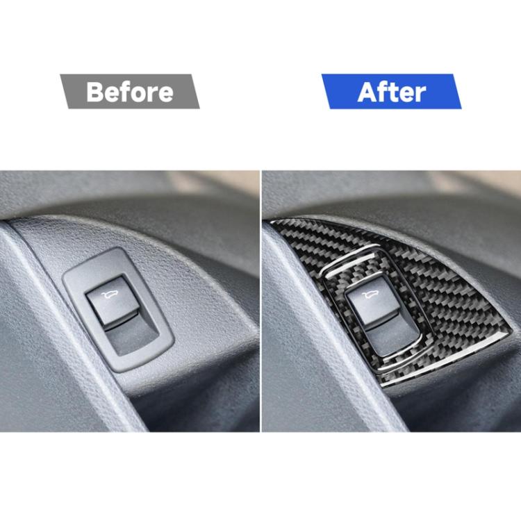 Carbon fiber-look trim around door storage switch area for right-hand drive
