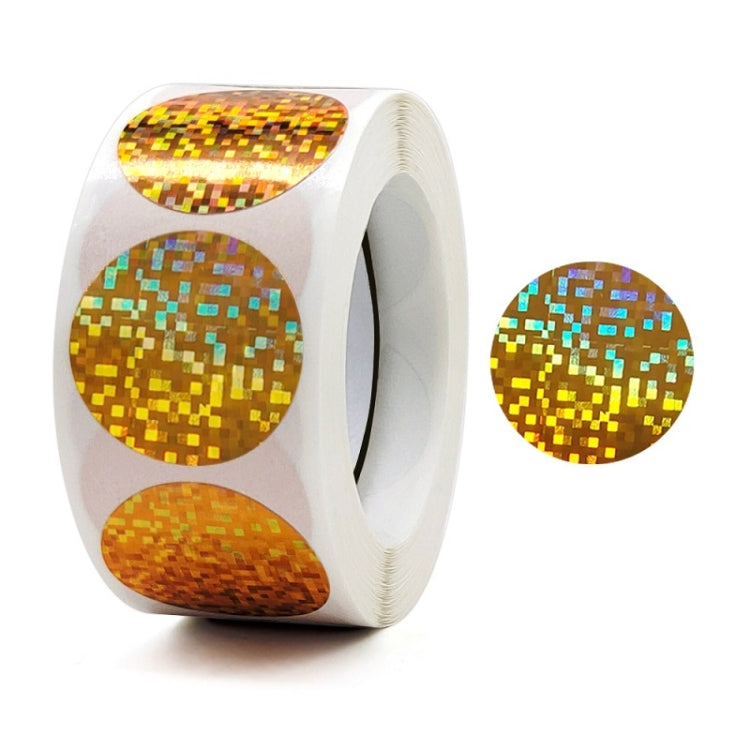 Decorative 25mm round seal stickers roll with gold and teal mosaic circles