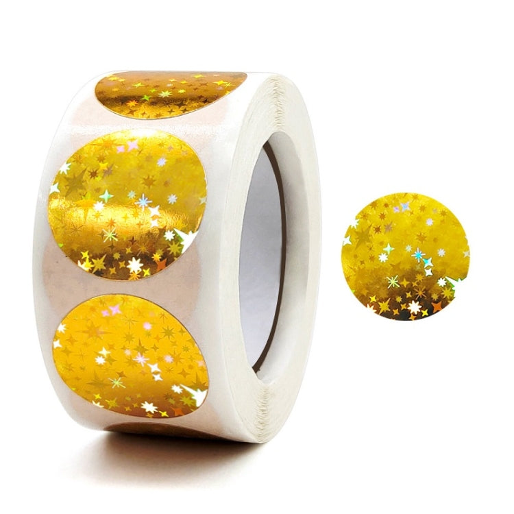 Decorative 25mm round seal stickers roll with gold star holographic circles