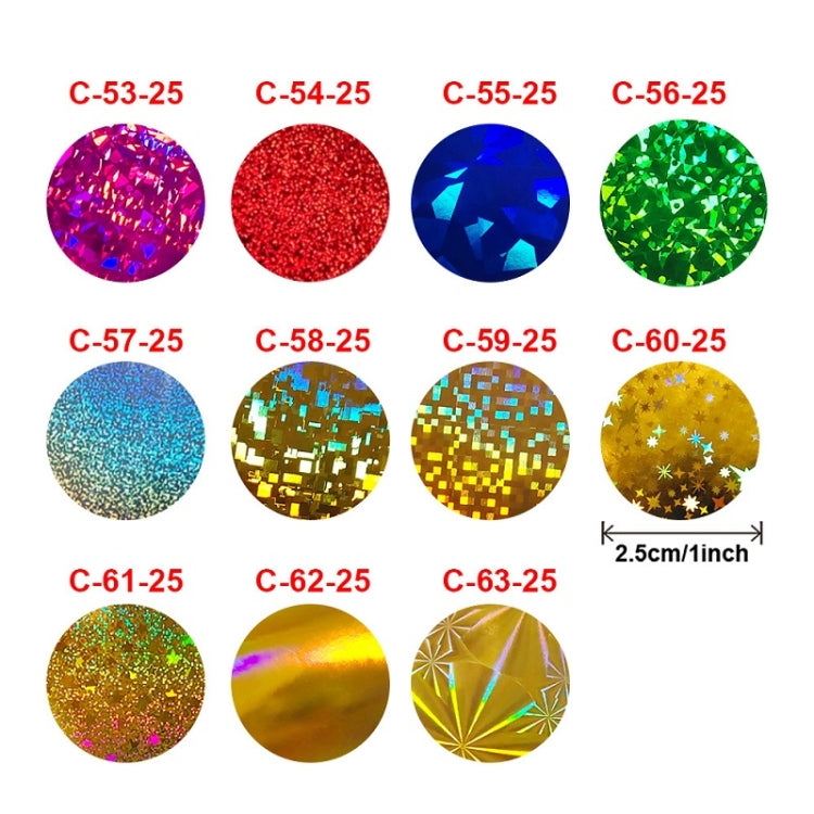 25mm holographic color decorative envelope seal sticker set with circular designs and codes