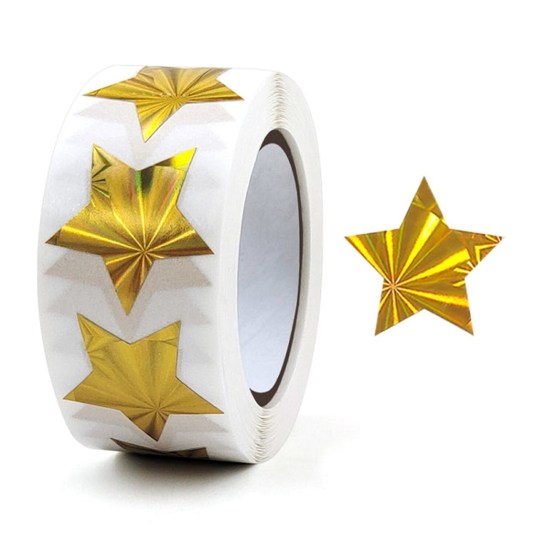 Star-shaped gift wrap seal stickers roll with gold glitter stars