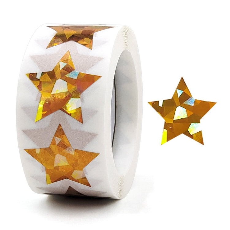 Star-shaped gift wrap seal stickers roll with gold holographic stars