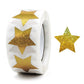 Star-shaped gift wrap seal stickers roll with gold glitter stars