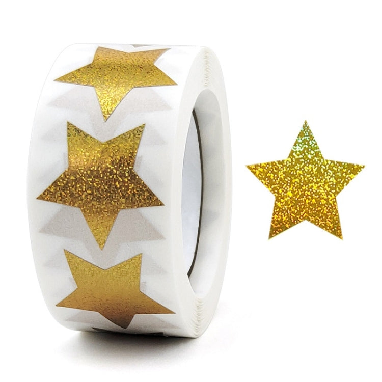 Star-shaped gift wrap seal stickers roll with gold glitter stars