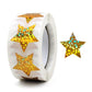 Star-shaped gift wrap seal stickers roll with gold mosaic glitter stars