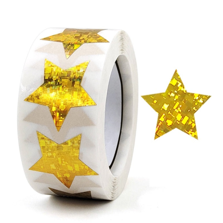 Star-shaped gift wrap seal stickers roll with bright gold glitter stars