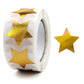 Star-shaped gift wrap seal stickers roll with shiny gold stars