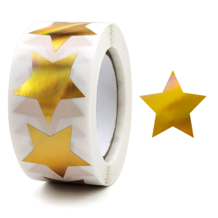 Star-shaped gift wrap seal stickers roll with shiny gold stars