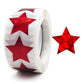 Star-shaped gift wrap seal stickers roll with red glitter stars
