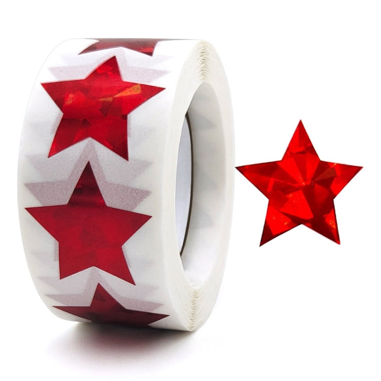 Star-shaped gift wrap seal stickers roll with red glitter stars