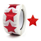 Star-shaped gift wrap seal stickers roll with red glitter stars