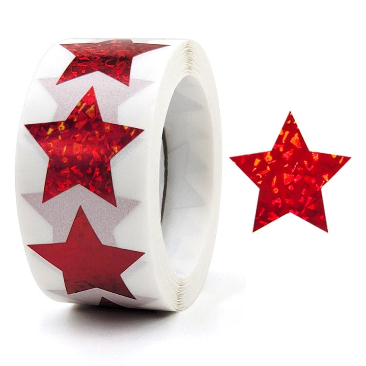 Star-shaped gift wrap seal stickers roll with dark red glitter stars