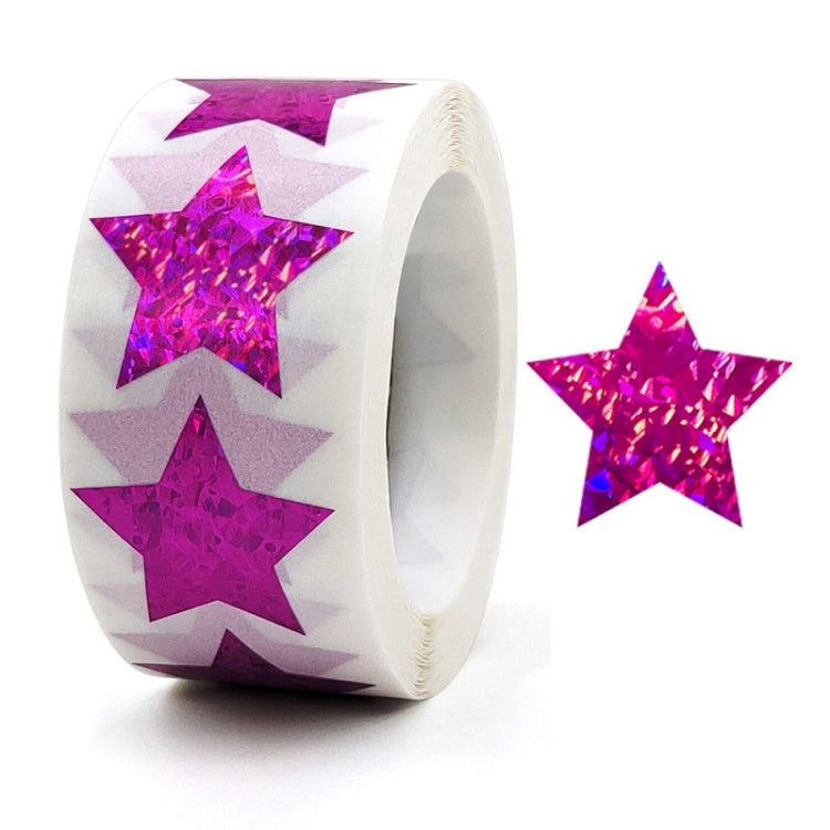 Star-shaped gift wrap seal stickers roll with purple glitter stars