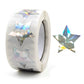 White roll of star sealing stickers with multicolor holographic stars, 25mm size