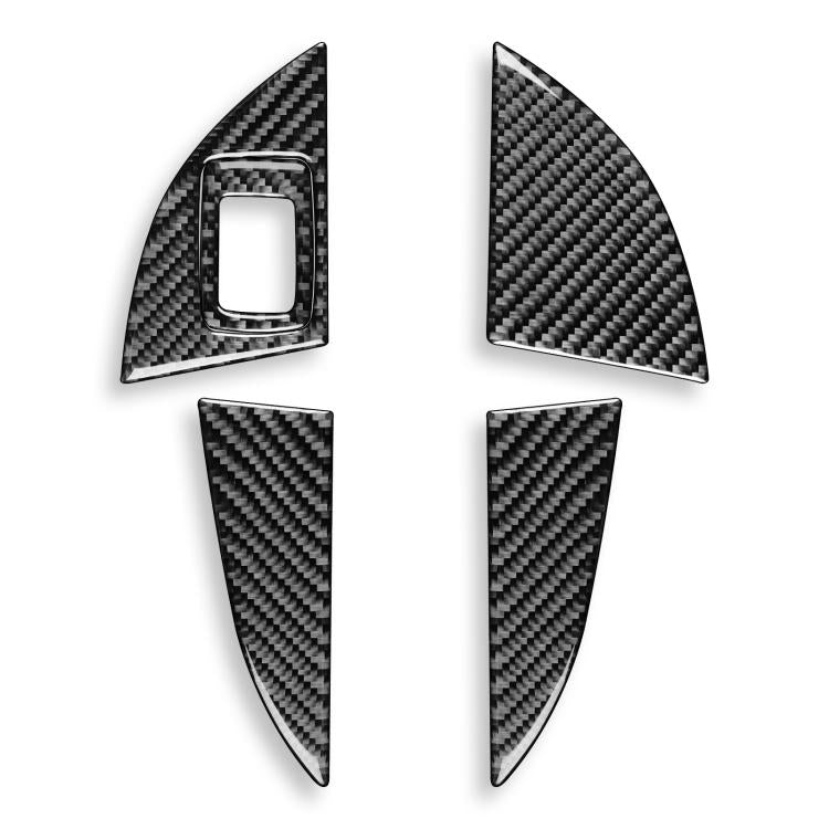 Carbon-fiber door storage box panel sticker set, four LHD trim pieces with cutouts