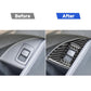 Carbon-fiber door control overlay sticker, fitted around a switch opening (after view)