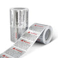 Gray warning sealing sticker roll and strip, 40x60mm, red WARNING safety labels