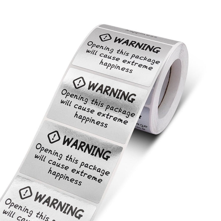 Gray warning sealing sticker strip, 40x60mm, repeated opening-package message