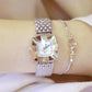 BS Bee Sister  FA1197  Square Dial Stainless Steel Strap Ladies Simple Watch, Silver, Gold